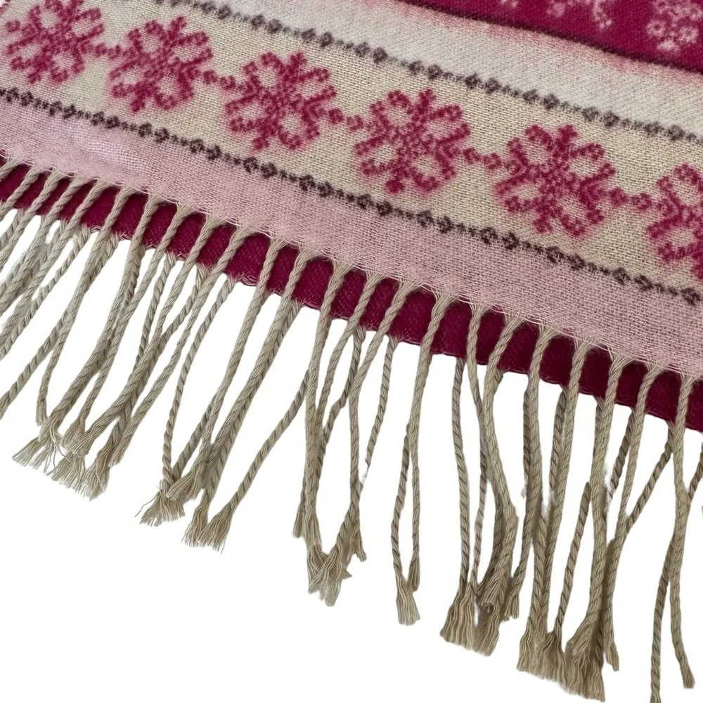 V. FRASS Cashmink Pink and Tan Pattern Scarf